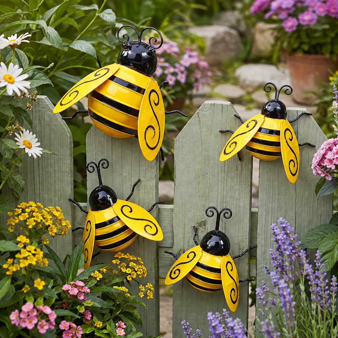 WORKER BEE & BUMBLEBEE セット Amazon.com : Miyolo Metal Bumble Bees Garden Outdoor Decor Honey